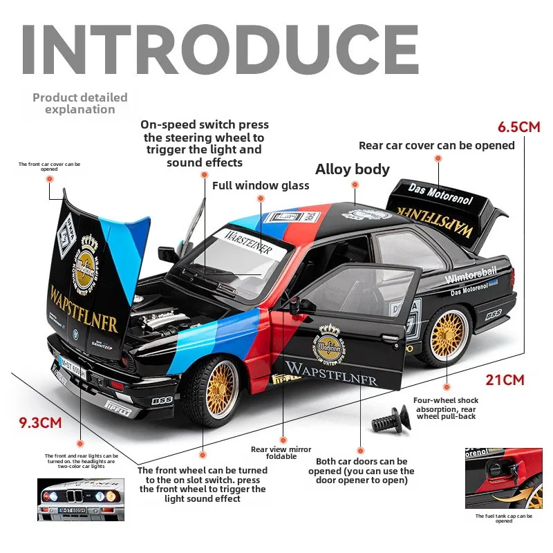 Simulation 1:24 BMW M3 Racing  - Kids Toys Under 100 review and price